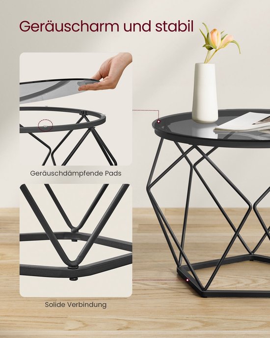 2-teiliges Beistelltisch-Set - Beistelltische - gehärtetes Glas Stahl - leicht - einfache Montage - modernes Design - 50 cm x 40 cm x 40 cm und 40 cm x 36 cm x 36 cm