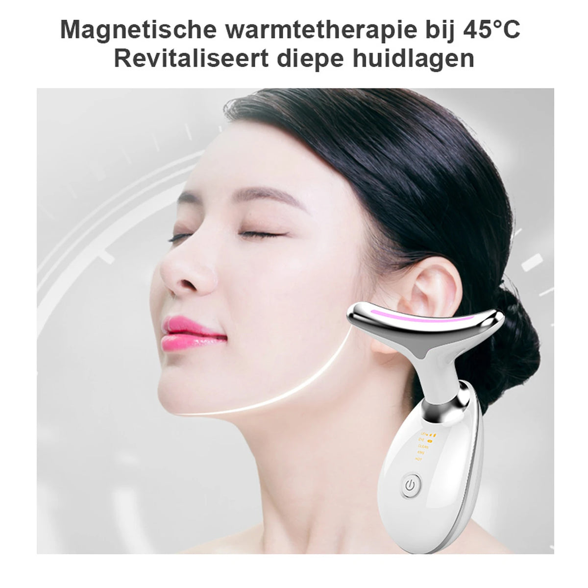 Sunluxy ES-1081 Nackenmassagegerät – EMS-Mikrostrom, 7-farbiges LED-Licht und 45 °C-Wärmefunktion – Gesichts- und Nackenpflege – 16,2 x 13,2 x 5,8 cm