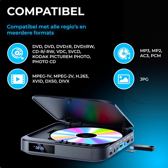 Urgoods - Mini-DVD-Player - mit HDMI - 1080P Full HD - Schwarz