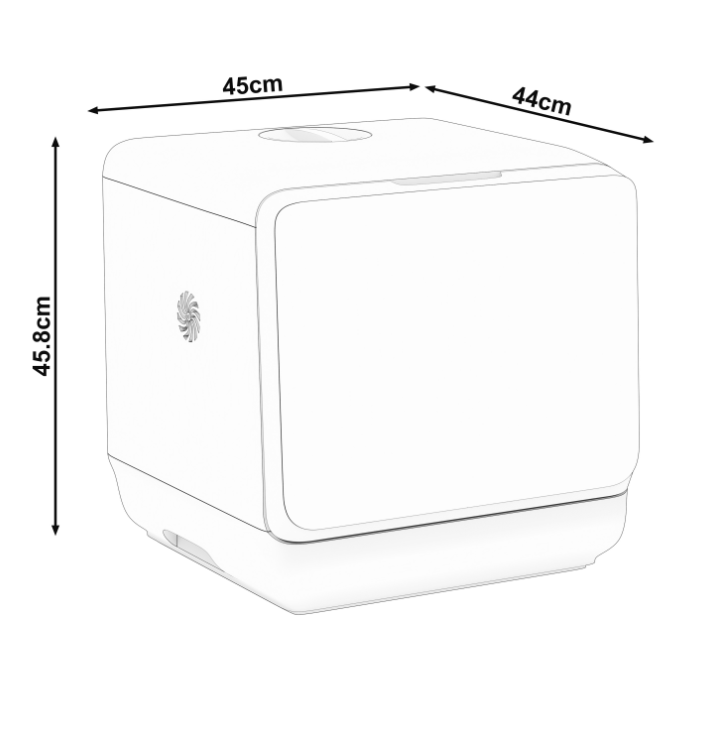 ELEGO Mini-Geschirrspüler, freistehend – Weiß – 45 x 44 x 45,8 cm – 4 Programme, Timer