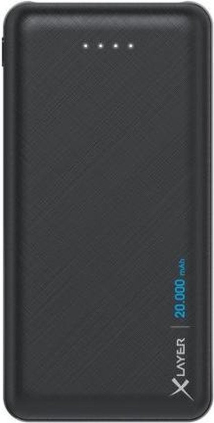 Xlayer Powerbank Micro Black – 20.000 mAh LiPo-Powerbank – 2 x USB – 1 x USB-C-Eingang – schwarz