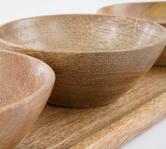 Mica Decorations Tomar Schalen und Tablett - L35 x B12 x H5 cm - 100% FSC Mango Holz - Hellbraun