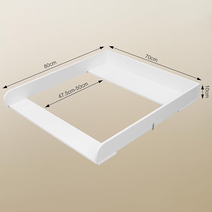 WOLTU WT007 Wickeltisch für Kommode - weißes MDF - verstellbare Tiefe 46,5 bis 50 cm