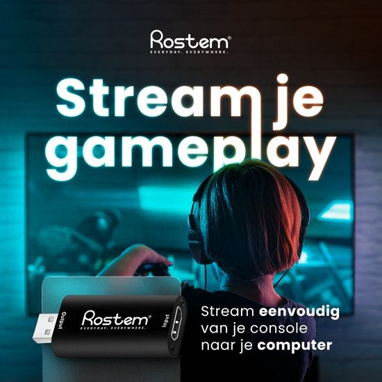 Rostem Capture Card HDMI zu USB - Video Game Capture geeignet für PlayStation, Xbox, Nintendo, Windows, MAC - Game Capture