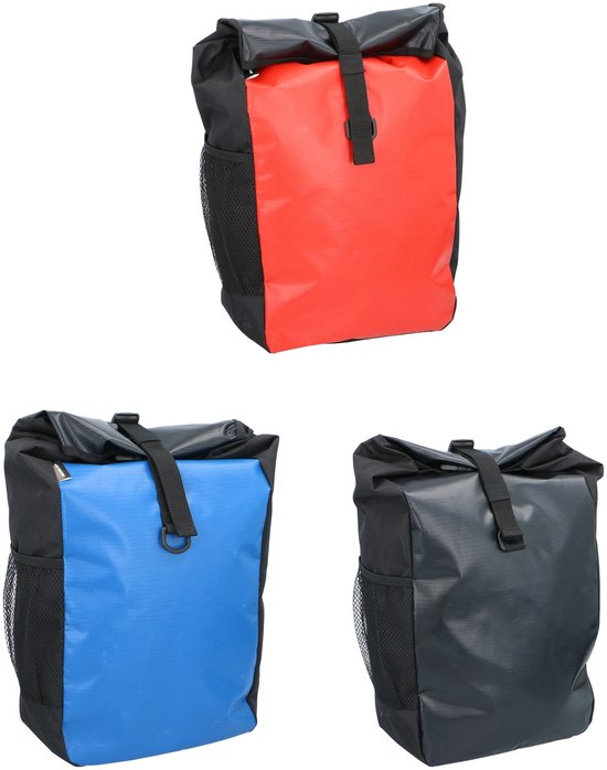 Dunlop 4-in-1 Fahrrad-Rucksack, wasserdicht – Fahrradtasche, Rucksack – 16 l – Handtasche oder Umhängetasche – Schwarz/Rot/Blau