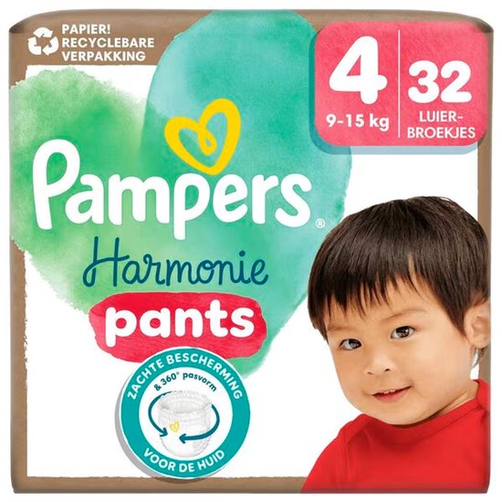 Pampers Harmonie Pants – Größe 4 (9 kg–15 kg) – 32 Windelhosen