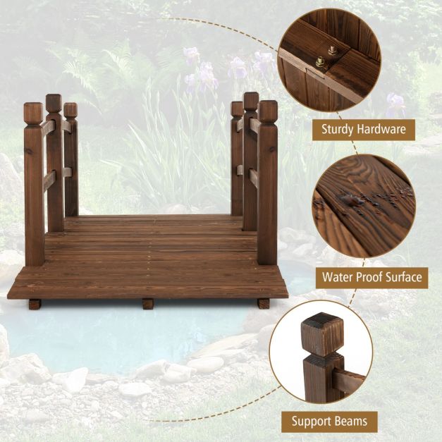 Teichbrücke Gartenbrücke Holzbrücke mit Handlauf 171 x 76,5 x 58,5 cm Dekorative Brücke Holzbrücke aus Kiefer Zierbrücke für Gartenteich