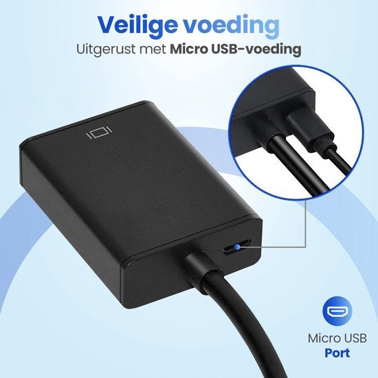 Garpex VGA-zu-HDMI-Adapter mit 3,5-mm - AUX und USB-Stromkabel – Analog-zu-Digital-Videokonverter, 1080p Full HD, Stecker-Buchse-Design