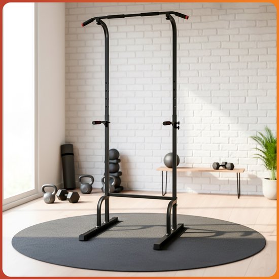 Fitby Klimmzugstation – Kraftstation – Klimmzugstange – Dip-Station – Klimmzugstange – Heimfitness – Fitness – Höhenverstellbar – Schwarz