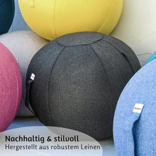 Backerz - Sitzball für Büro und Zuhause 75 CM - Luxus-Yogaball - Ergonomischer Bürostuhlball - Leinen Anthrazit
