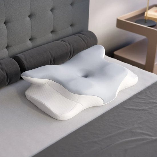 Nackenkissen - Memory Foam - Weiß/Grau