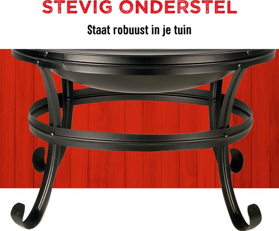 BBQ Collection Feuerschale - Feuerkorb mit Funkenschutz - Außenkamin 77 x 17 x 76 cm - Gartenkamin mit Griffen - Terrassenkamin für Brennholz - Terrassen- und Gartenofen für Lagerfeuer - Kohlenstoffstahl