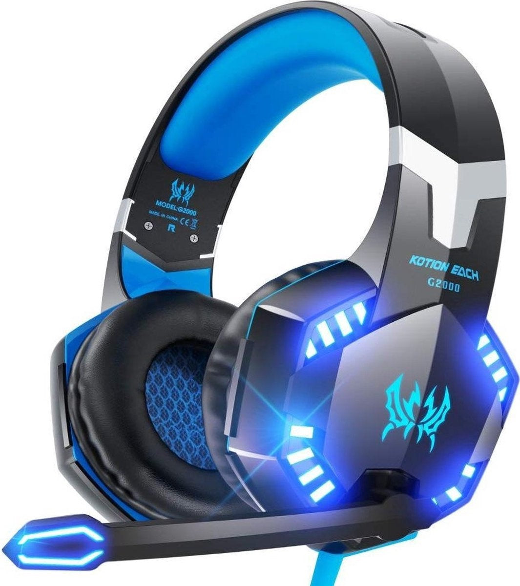 KOTION EACH G2000 Gaming Headset - Schwarz/Blau - Geeignet für PS5, Xbox Series X, Windows & Switch