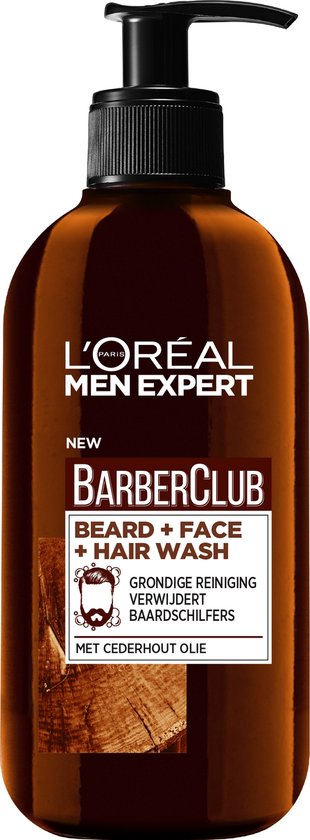 L'Oréal Paris Men Expert BarberClub 3-in-1-Gesichtsreiniger – 200 ml – Reiniger für Bart, Gesicht und Haare