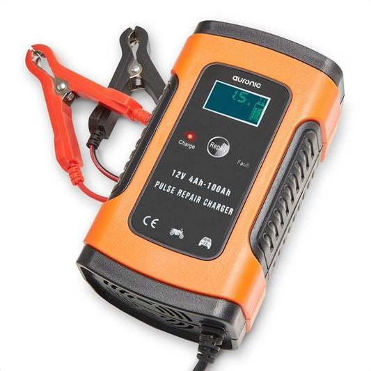 Auronic Batterieladegerät - Erhaltungsladegerät - für Autos und Motorräder - 12V - bis zu 100Ah - Orange