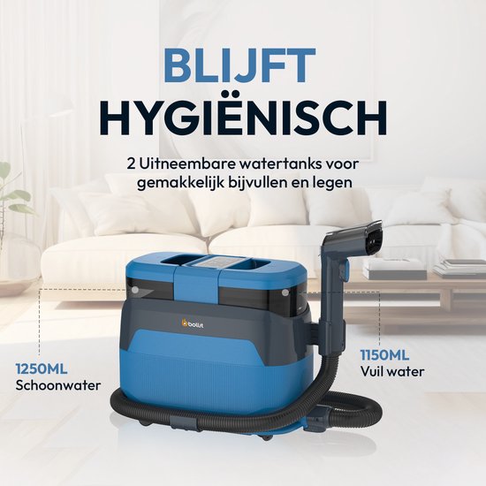 BOLLIT 5-in-1-Teppichreiniger PRO 1650 W – Dampfreiniger und Fleckenentferner – 100°-Dampf – Sofareiniger – Möbelreiniger – Handdampfreiniger – Matratzenreiniger – Sesselreiniger – Reiniger für Auto, Sofa, Boden und Teppich