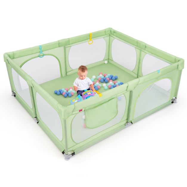 Coast - Große Baby-Box - 50 Bälle, 4 Handringe & 0-3 Jahre - 189 x 158 x 68 cm - Oxford-Gewebe/Metall - Grün