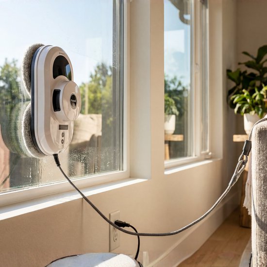 Powell Roboter-Fensterreiniger - Fensterreiniger - Elektrischer Fensterwischer - 3000Pa starke Saugkraft - Fernbedienung - Weiß