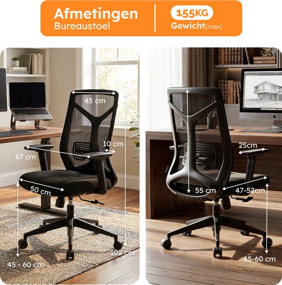 Roveo Ergonomischer Bürostuhl – Office-Gaming-Stuhl – Gaming-Stuhl für Erwachsene – Gaming-Stuhl – Schwarz