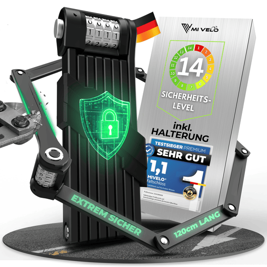 MIVELO - Fahrradschloss NEXUS - Mit Zahlenschloss - Extrem robuster Edelstahl - 120 cm - Schwarz