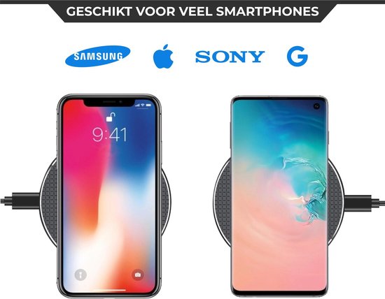 The Life Style Goods - Drahtloses Ladegerät 10W - Inklusive Kabel - Drahtloses Ladegerät - Schnelles Ladegerät - iPhone und Samsung