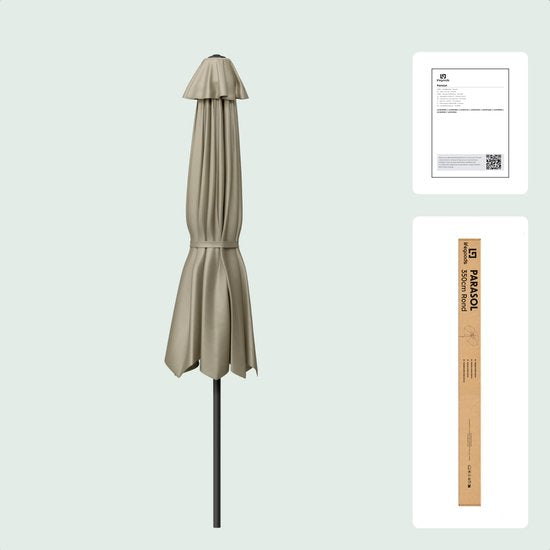 LifeGoods Sonnenschirm - Garten - Ø350 cm - 30° neigbar - Wasserdicht - UPF50+ - Taupe