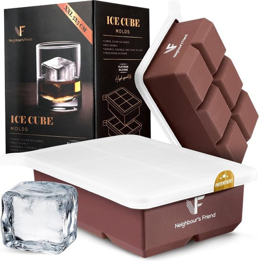 Neighbour's Friend Eiswürfelform - XXL-Silikonformen im 2er-Pack - Spülmaschinenfest - Würfel 5 x 5 cm - Braun