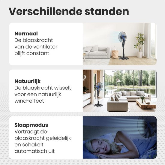 Auronic Stativventilator - Standventilator mit Fernbedienung - Timer - 50W - 53dB - Schwarz