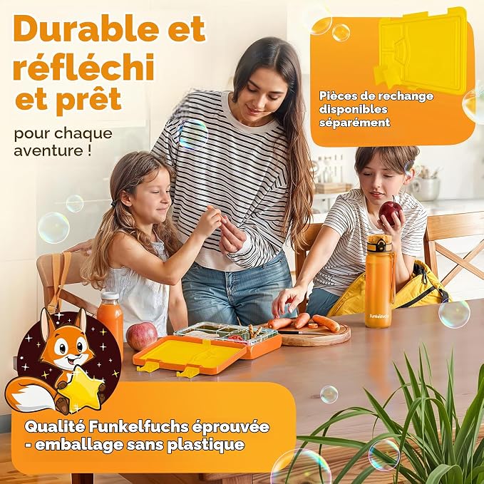 Funkelfuchs Bento-Lunchbox – Auslaufsicher – Tritan & ABS – BPA-frei – Spülmaschinenfest