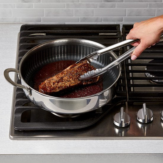 LIVINGTON Titan Pan – beschichtete Edelstahlpfanne (28 cm) mit diamantbeschichteter Antihaftschicht – ofenfeste, hohe Pfanne für alle Herdarten