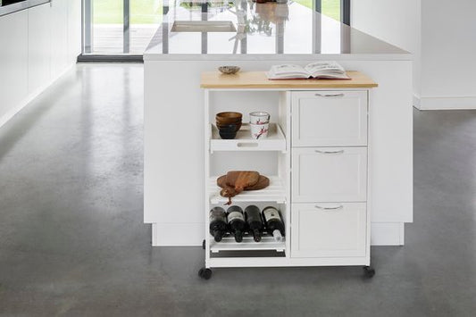 Lifa Living Küchenwagen Sophie - Räder - Servierwagen - Weiß - 67x37x84(LxBxH)