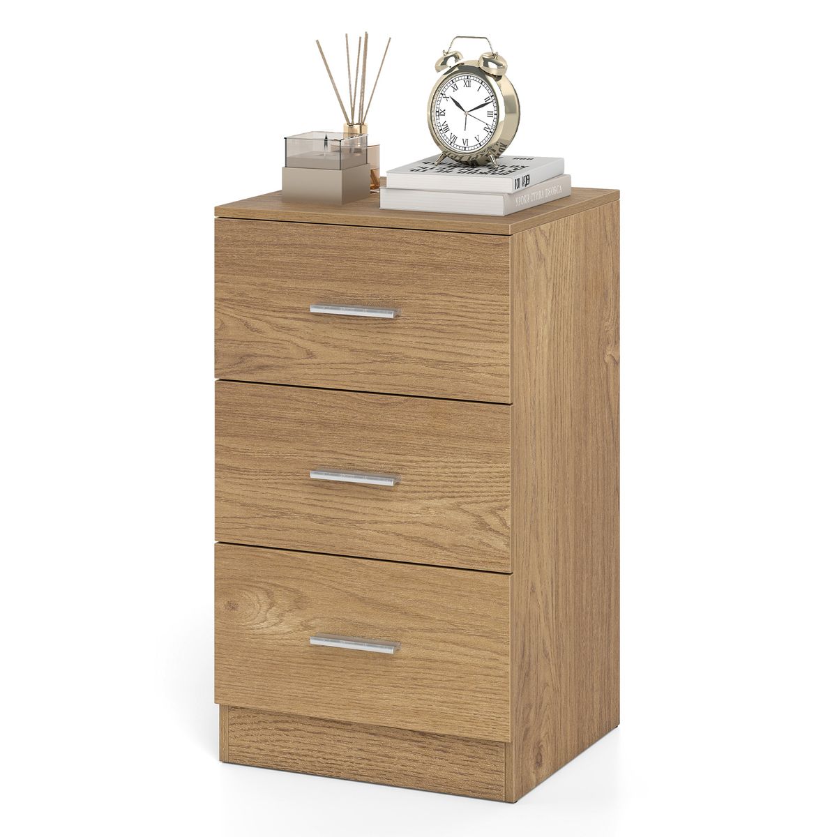 Coast Nachttisch – Kommode aus Holz mit 3 Schubladen – Modernes Design – Naturfarben 38 x 35 x 66 cm
