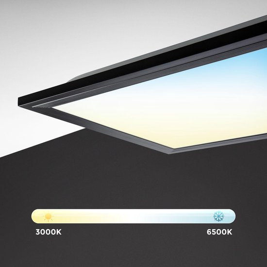 B.K.Licht – Dimmbare Deckenleuchte – LED-Panel schwarz – 25 x 100 cm – mit Fernbedienung – ultraflache Deckenleuchte – CCT – 3.000 bis 6.500 Kelvin – 2.200 lm – 24 W