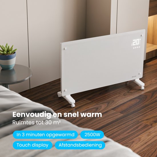 Auronic Electric Heater - Konvektorheizung mit Thermostat und Fernbedienung - Flächenheizung - bis zu 30 m² - 2500W Heizleistung - Weiß