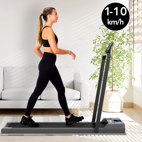 Brixy Laufband - 1-10km/h - Walking-Laufband - LED-Anzeige & Fernbedienung - Bluetooth - App - Walking Pad - Anthrazit