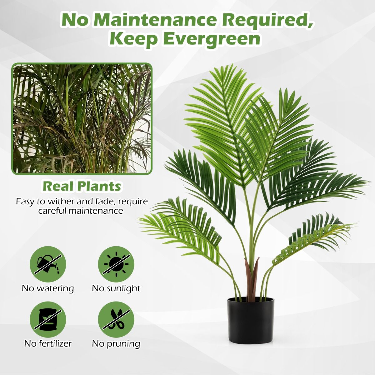 Coast Set aus künstlichen Areca-Palmen – 2 Stück – naturgetreu – pflegefrei – grün – 90 cm