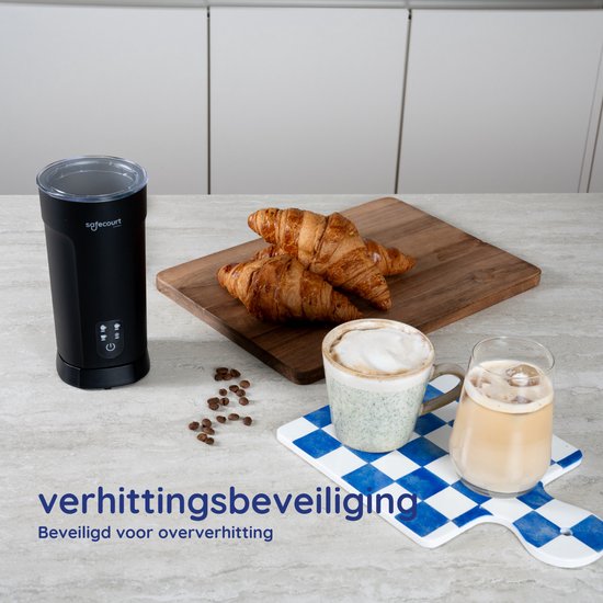 Safecourt Kitchen Elektro-Milchaufschäumer MF600 - 4 in 1 - 500W - Schwarz