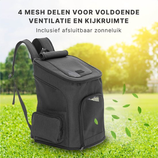 Jake and Jacky Hunderucksack - Hundetasche - Hundetransporttasche - Katzentransporttasche - Katzenreisetasche - bis zu 8 kg - Schwarz