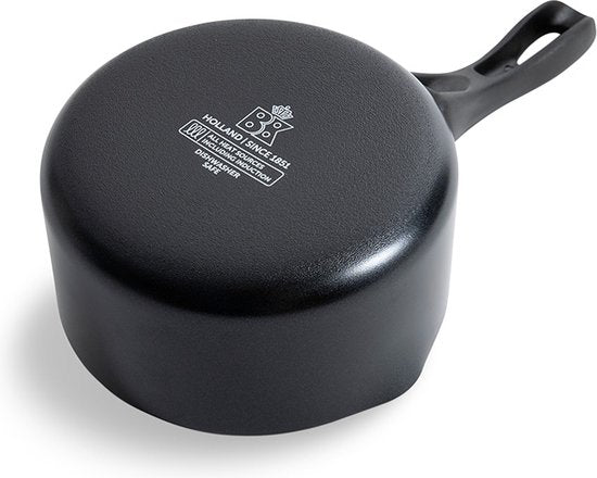 BK Vivid Stielkasserolle 16 cm – 1,6 l – PFAS-freie Antihaftbeschichtung – Induktionsgeeignete Stielkasserolle – Keramikpfanne – Ofenfest bis 160 °C – Kaltgriffe – Ohne Deckel – Schwarz