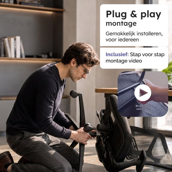 Roveo Ergonomischer Bürostuhl – Office-Gaming-Stuhl – Gaming-Stuhl für Erwachsene – Gaming-Stuhl – Schwarz