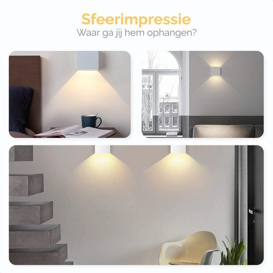 Goliving lamp â€šÃ„Ã¬ Wandlamp wit binnen en buiten â€šÃ„Ã¬ Kubuslamp industrieel â€šÃ„Ã¬ Waterdichte LED-verlichting - Energiezuinig en roestvrij - 10 x 10 x 10 cm