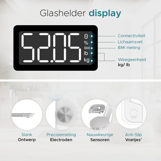 e.volve Waage Personenwaage Digital - Weiß - Intelligente Waage mit Körperanalyse - Präzisionswaage - inkl. App - Waagen
