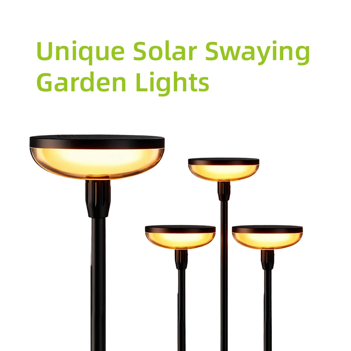 VIVREAL 4er-Pack Solar-Gartenbeleuchtung – Doppelte runde Schwenklampen – 18,1 × 31,49 Zoll – Schwarz
