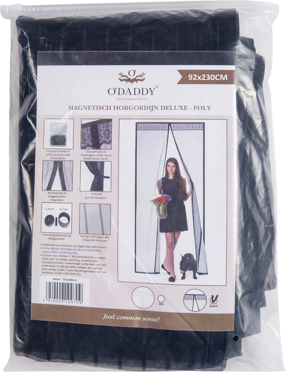 O'DADDY Türvorhang - Fliegenvorhang - Magnetisch - Türgitter Deluxe 92 x 230 cm - Schwarz Hor - Türvorhänge