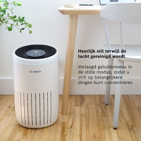 Bosch Air 2000 Luftreiniger für bis zu 37,5 m² – Entfernt Schadstoffe effizient mit HEPA-Filter, Smart-Sensor und leisem Modus – für Allergiker