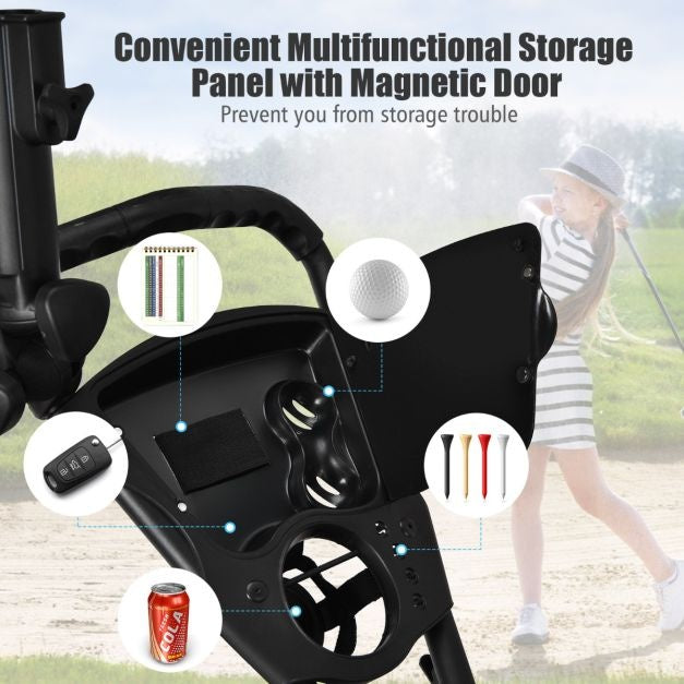 3 Räder Golf Schiebewagen Schnell faltbar Golf Walking Schiebewagen Golftaschenhalter Golf Trolley für Golfschläger Golf Trolley