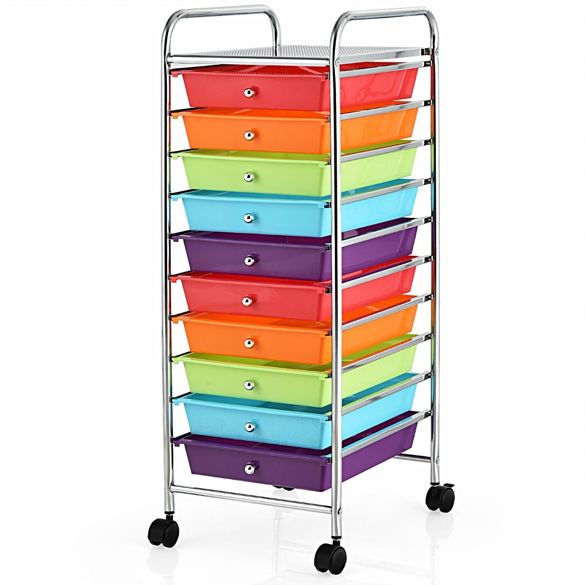 Coast Trolley Bad Roll Container Seitenwagen mit 10 Schubladen 33 x 37 x 86 cm rot + lila