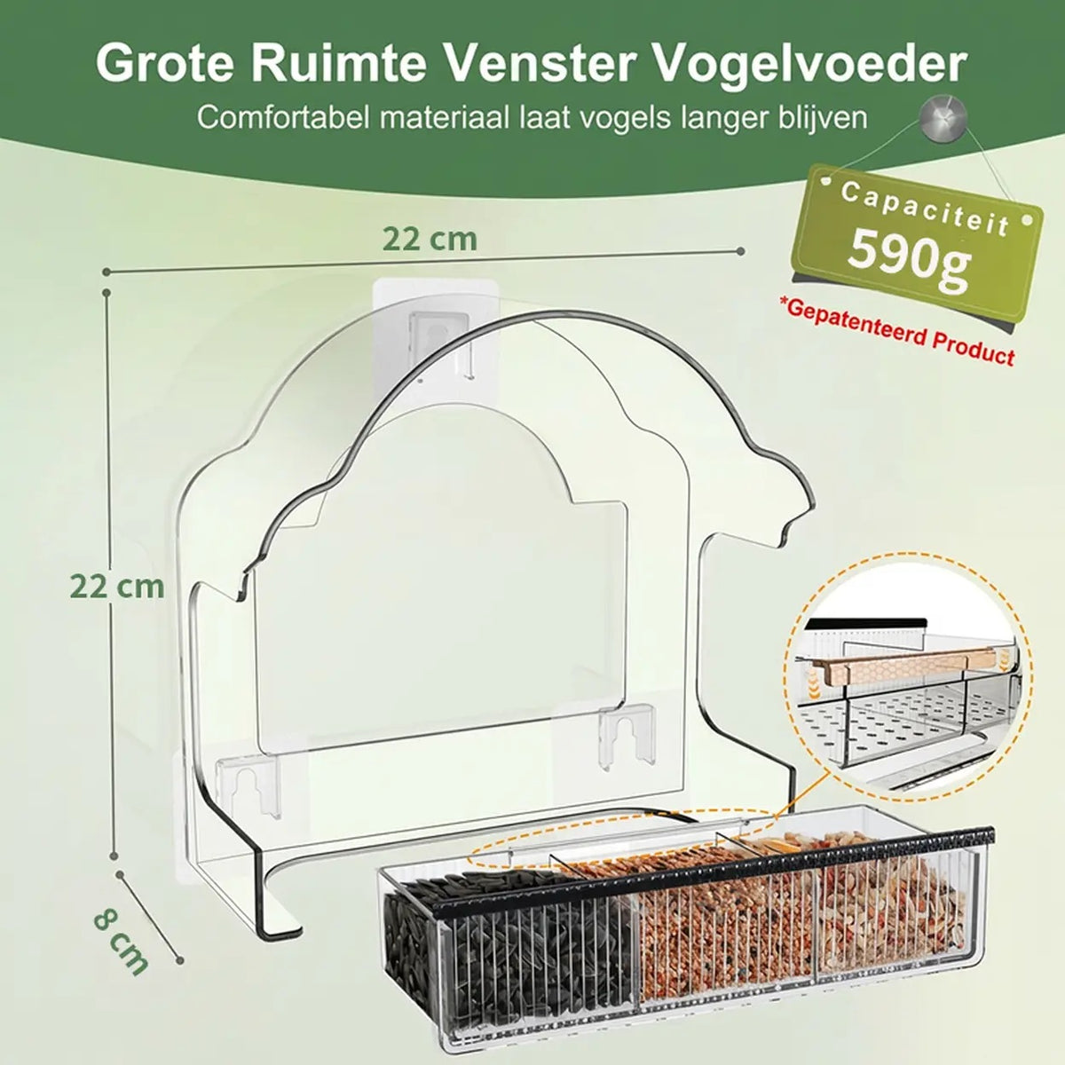 Blinkit 0162 Futterhäuschen für den Fensterrahmen – Acryl – 6 Saugnäpfe