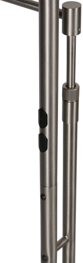 Stahlfarbene Stehlampe 4386ST – Soleil 2 mit dreh- und neigbarem Arm, 185 cm hoch, modernes Stahl-Design, 6500 Lumen, Steinhauer Exclusive