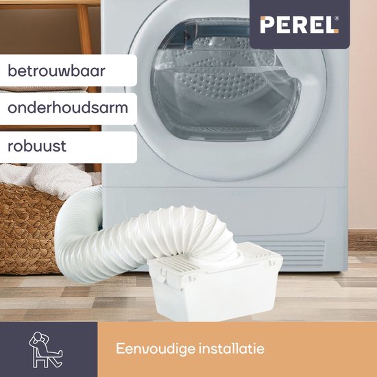Perel Universal-Kondensatbehälter, für Trockner ohne Ablauf, inkl. 1,5 m Schlauch und 2 Schlauchschellen, weiß